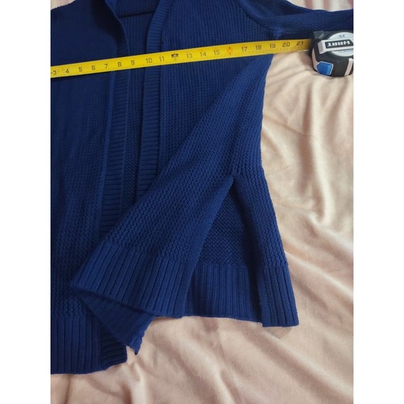 Marled Cardigan Sweater Size S Blue Hooded - Picture 5 of 8